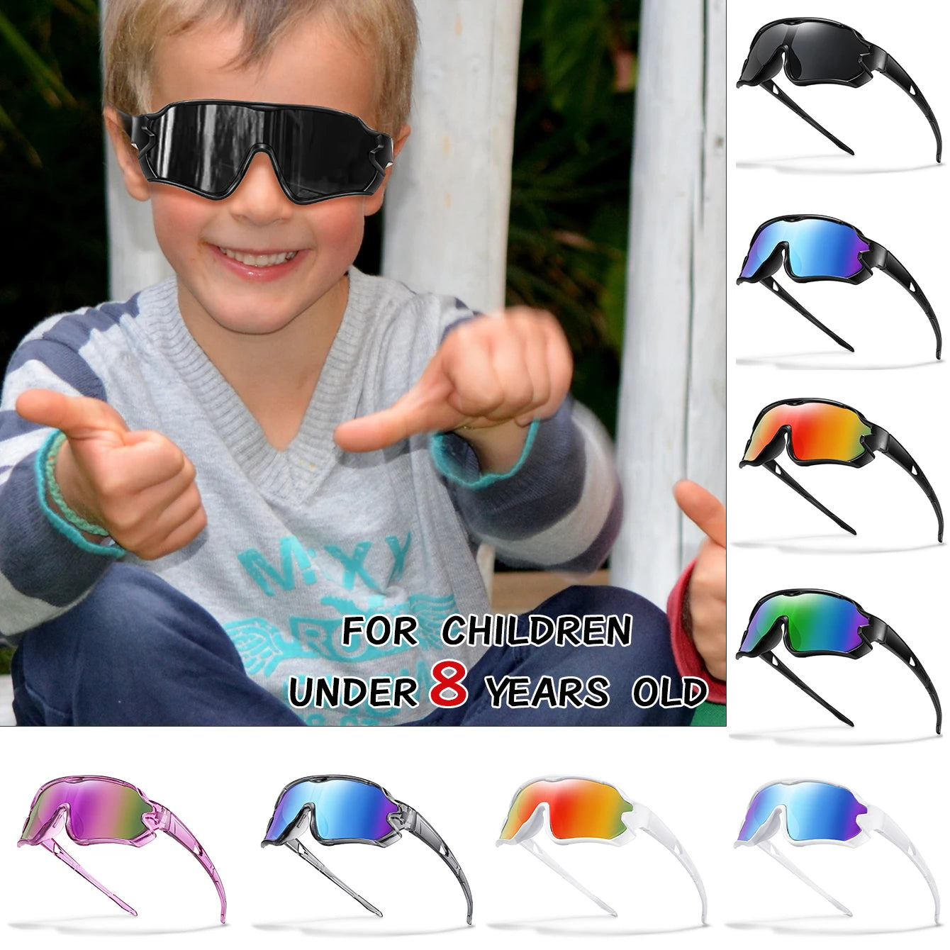 3-8 Years Old Boys and Girls Outdoor Sports Kids sport Sunglasses UV400